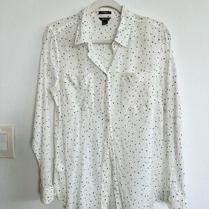 Eddie Bauer Polka Dot Button-Up Blouse